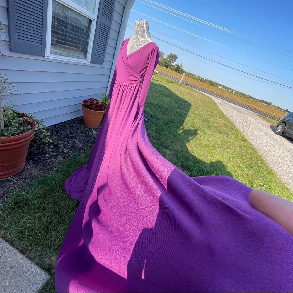Chic Long Sleeve Purple Gown - Picture 8 of 13